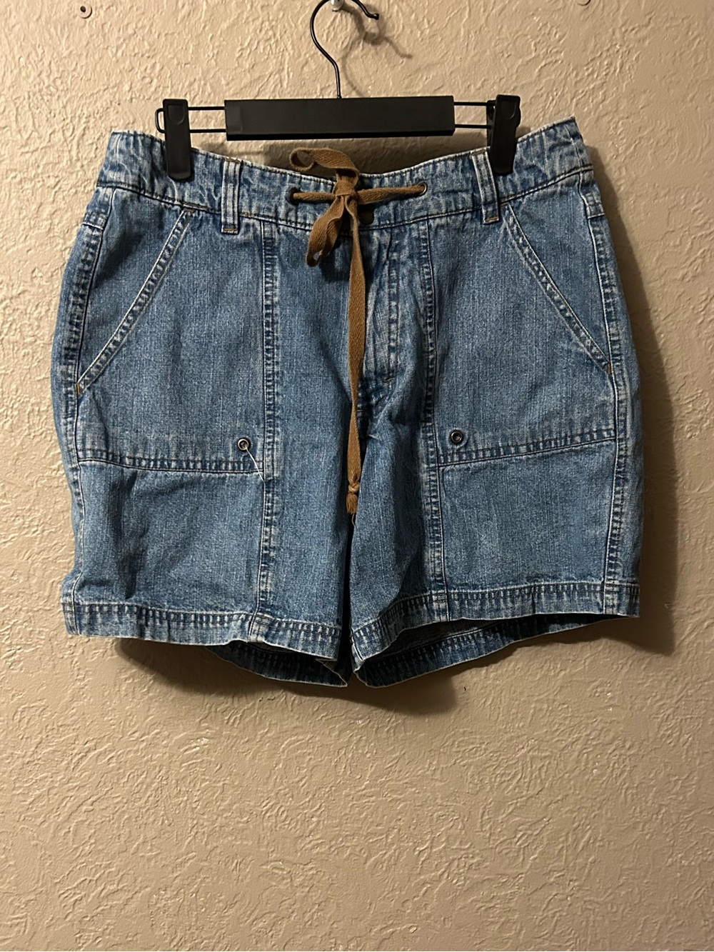 Riders by Lee Light Blue Denim Shorts with Tan Drawstring